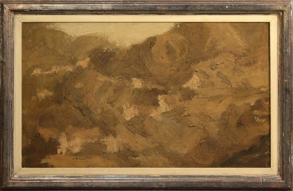Franco Marzilli - Astratto, olio su tela 77x128 cm, entro cornice.