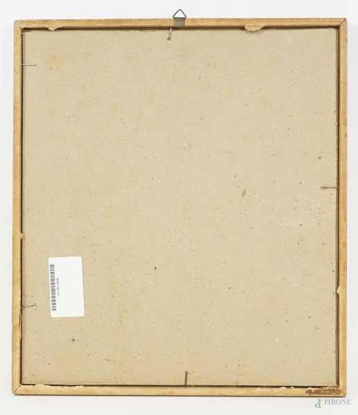 Scorcio di parco, acquerello su carta, firmato e datato, cm 22x17,5, entro cornice