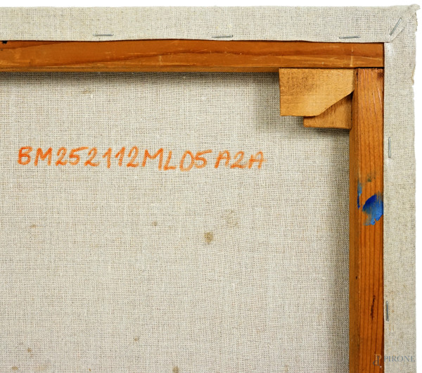 Reticolo, olio su tela, 1956 ca., cm 32.5x44.6, firma in basso a destra "Turcato". Al verso numer...