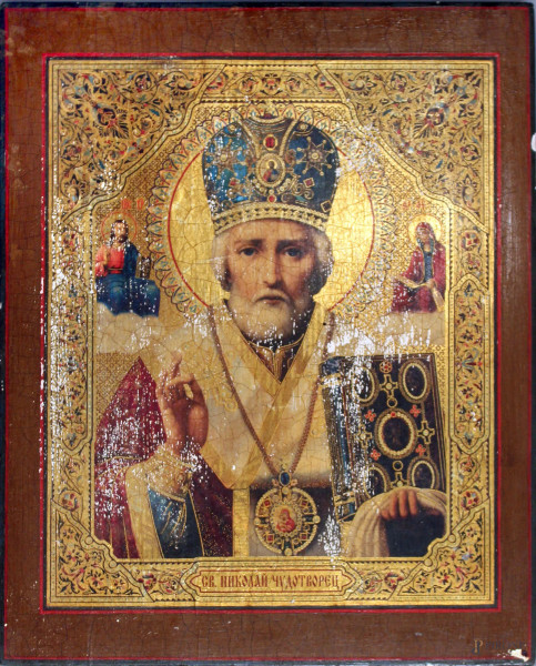 San Nicola, oleografia su tavola, cm. 40x32,5.