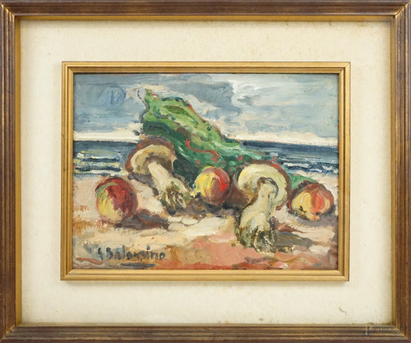 Giovanni Balansino - Funghi, olio su masonite, cm 30x40, entro cornice