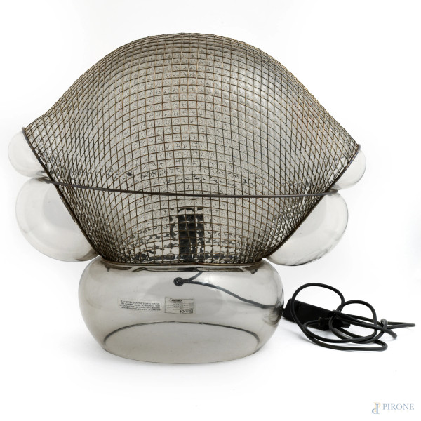 Lampada Patroclo, Gae Aulenti per Artemide, in vetro e metallo, cm 45x50x30, (sbeccature, da revisionare)