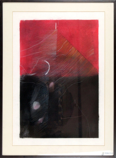 Elisa Montessori - Senza titolo, litografia a colori, cm 68x47, entro cornice