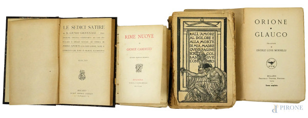Lotto di quattro volumi di poesia, (difetti, pagine recise).