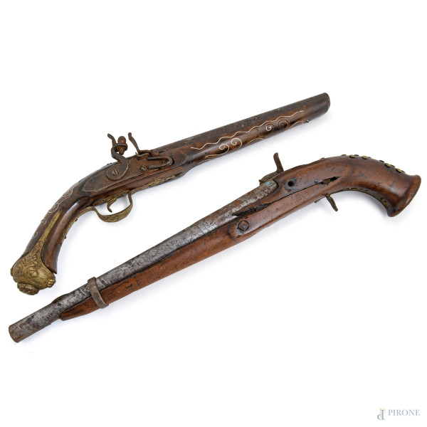 Modelli di due pistole, XX secolo, lunghezza cm 47 e lunghezza cm 44