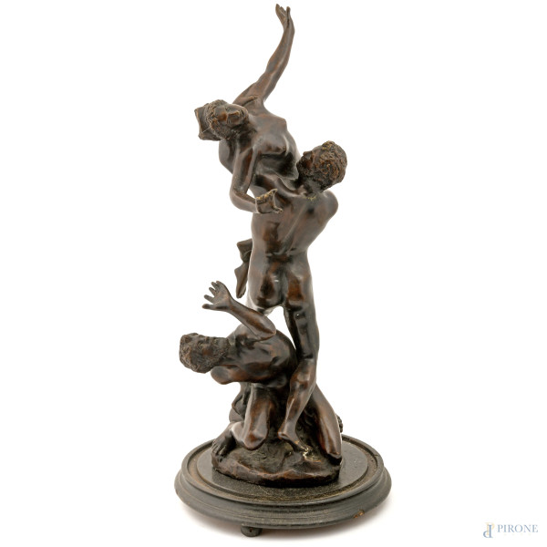 Ratto di Proserpina (da Giambologna, 1529-1608), XX secolo, bronzo su base lignea, altezza cm 63,5, (difetti-rotture)