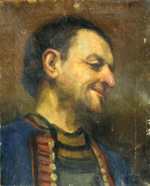 Ritratto di personaggio, olio su tela, 32x39 cm, XIX sec.