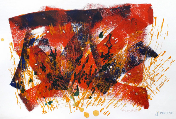 Amber Quill (1989) Composizione, acrilici su tela, cm 40x30, firmato, con autentica