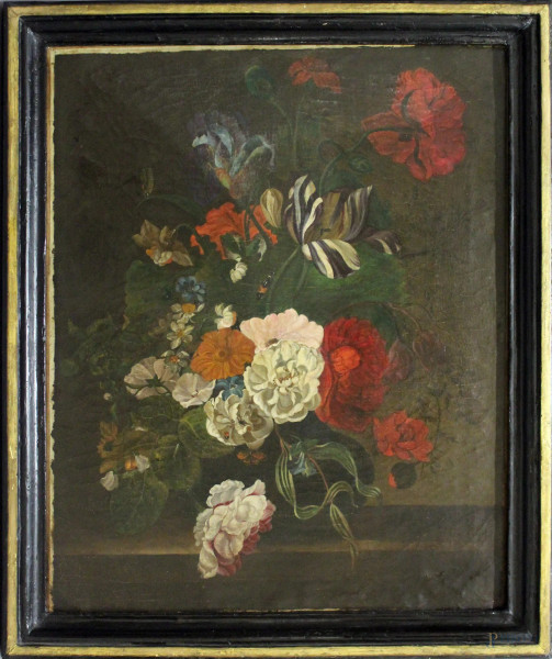 Natura morta, Fiori, olio su tela, Scuola veneta, XVIII sec., cm 56 x 69, entro cornice coeva.