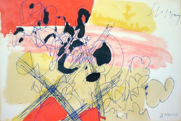 Senza titolo, litografia su carta, es,53/150, firmato, entro cornice