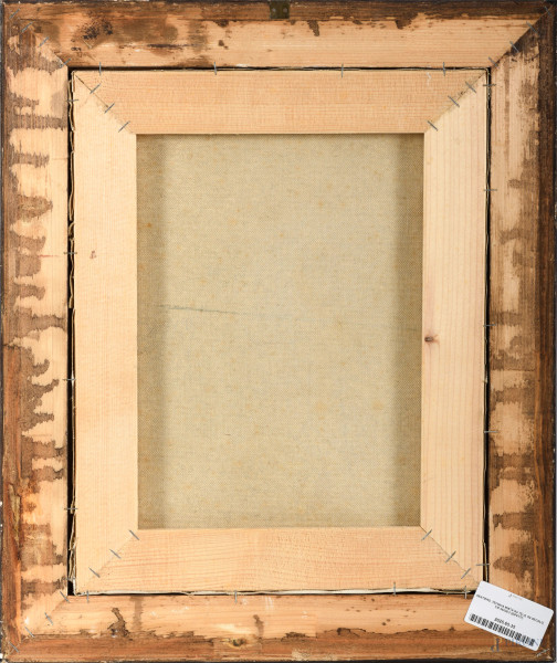 Sentiero, tecnica mista su tela, XX secolo, cm 36x28,5 (difetti)