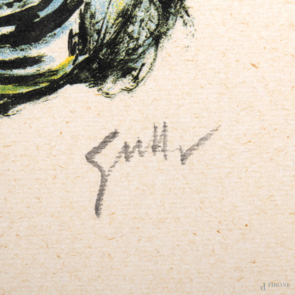 Lotto di 10 prove d'autore di Guttuso, cm 27x22, entro cornici