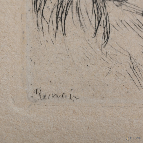 Auguste Renoir (1841-1919), "La figlia di Berthe Morisot con la cugina", acquaforte, cm 36x26 com...