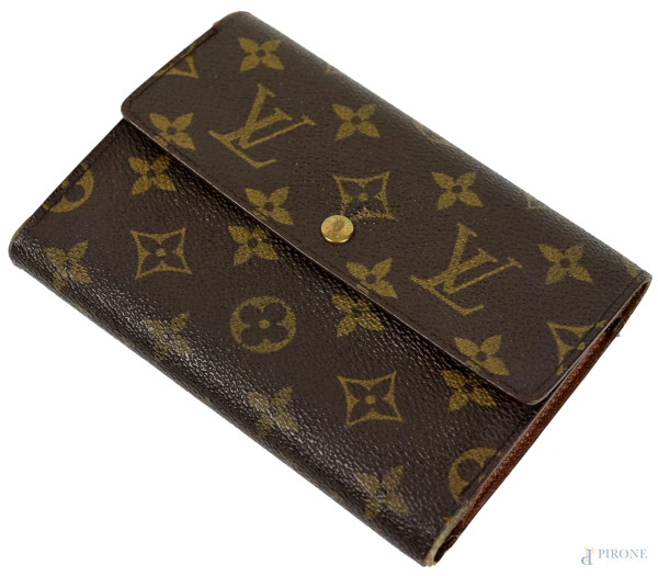 Louis Vuitton, portafoglio con in  pelle con monogram, cm 15,5x11, (difetti).