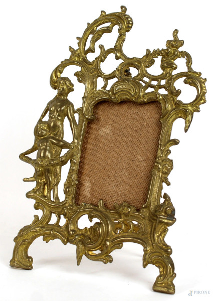 Cornice portafoto in bronzo dorato, misure cm 31x22
