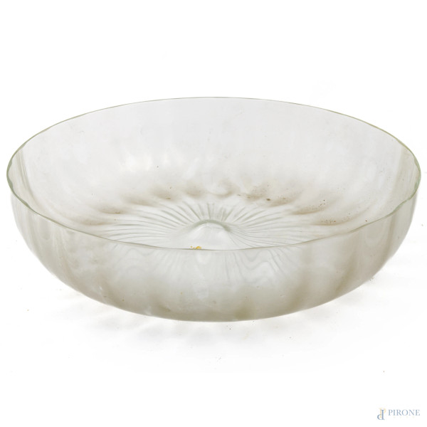 Centrotavola in vetro trasparente, cm 9x36 (graffi, segni di usura)