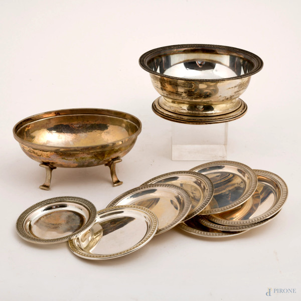 Lotto di diversi oggetti in argento, misure massime cm 6x15,5; peso complessivo gr 750