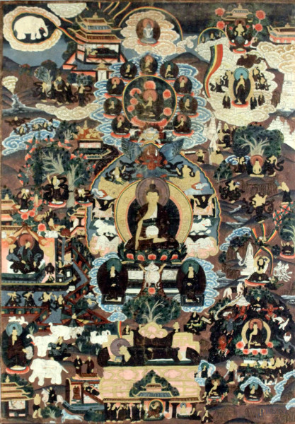Tanka tibetano, tempera su tela, cm. 75x52, inizi XX sec.