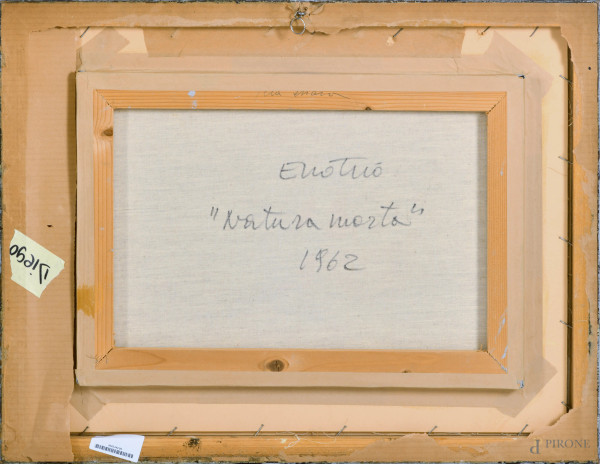 Enotrio Pugliese (1920-1989), Natura morta, olio su tela, cm 35,5x50 entro cornice, firmato in ba...