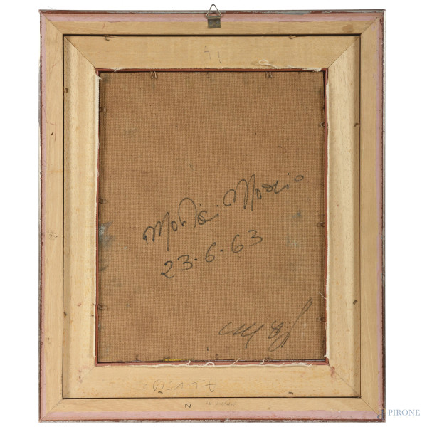 Mario Madiai (1944), Volto di fanciullo, olio su faesite, cm 33x25,5, firmato e datato "63" in ba...