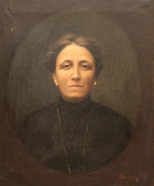 Arturo Barazzutti - Ritratto di donna, olio su tela, cm 67x54.