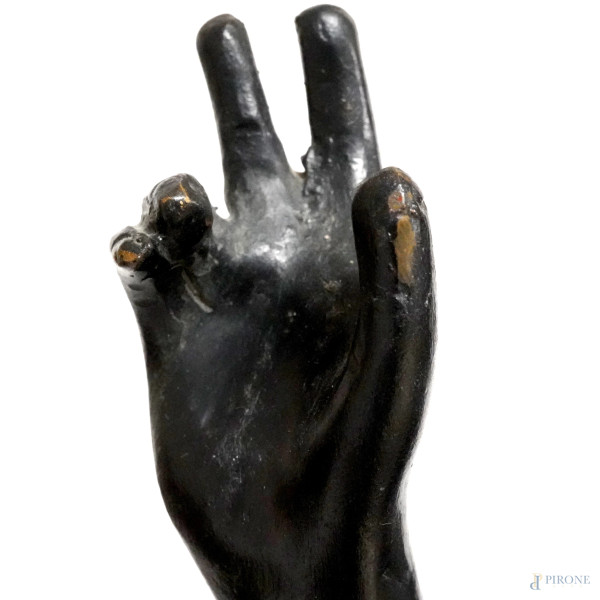 Fauno, XX secolo, bronzo brunito, altezza cm 80, (difetti)