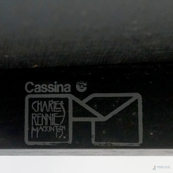 Quattro sedie Ingram con schienale alto, Mackintosh per Cassina, anni '80, in legno laccato nero,...