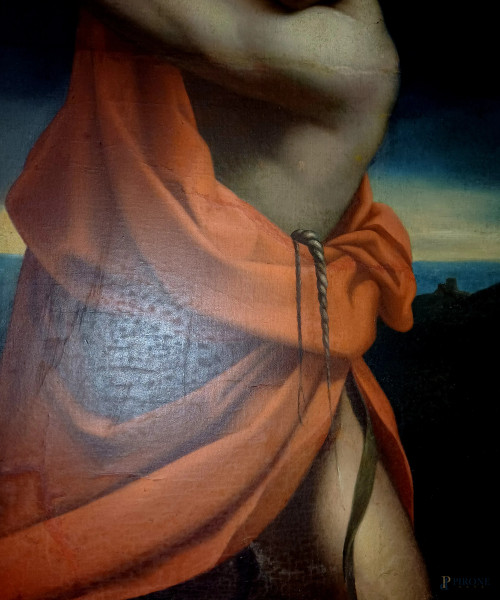 Davide decapita Golia, XIX secolo, olio su tela, cm 96x70, entro cornice (cm 112x87) (difetti)