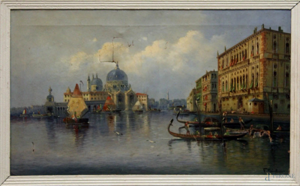 Veduta di venezia dipinto olio tela 49x81 