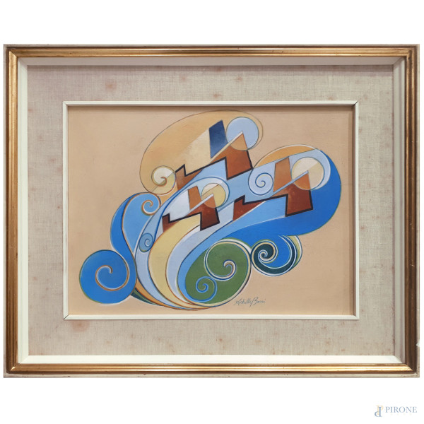 Achille Boni (XX sec.) Aeropittura, olio su tavola, cm 29,5x38,5, firmato, con cornice