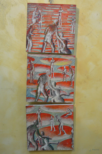 Kevin Cuppy, lotto composto da tre dipinti olio su tela 36x36 cm.