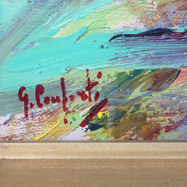 Paesaggio, olio su masonite, cm 24x30, firmato, entro cornice