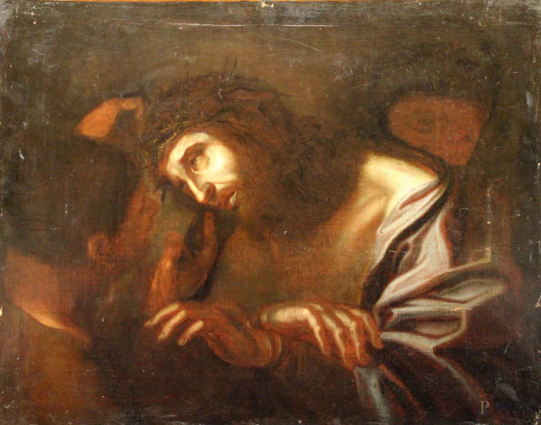 Cristo in catene, olio su tela 83x66 cm, XVIII sec, piccole cadute di colore.