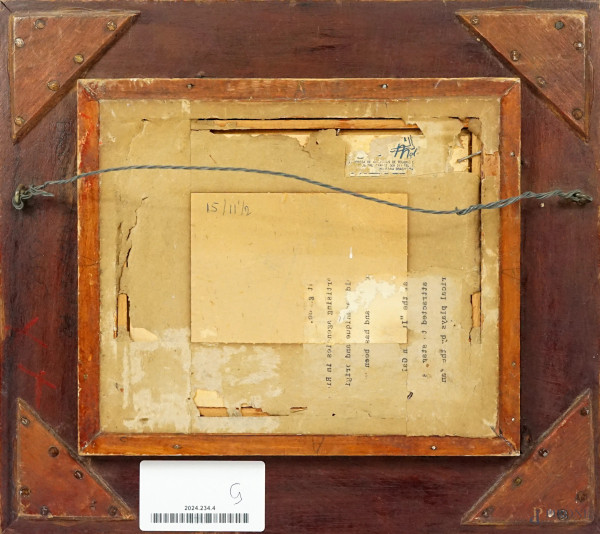 Senza titolo, tecnica mista su tavoletta, XX secolo, cm 12,5x16, entro cornice