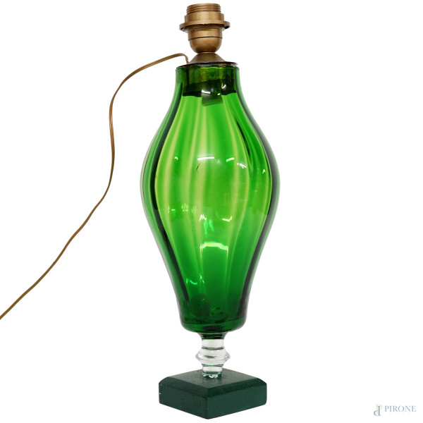 Lampada in vetro verde, altezza cm 45