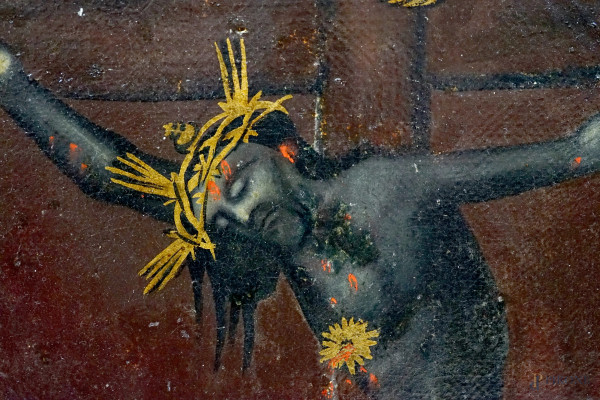 Cristo crocifisso, olio su tela, cm 50x39, entro cornice