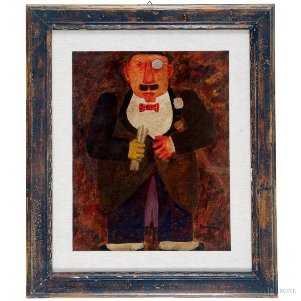 Franz Borghese (1941-2005), Gastone, olio su tela, cm 50x40, titolato e firmato al retro, entro cornice