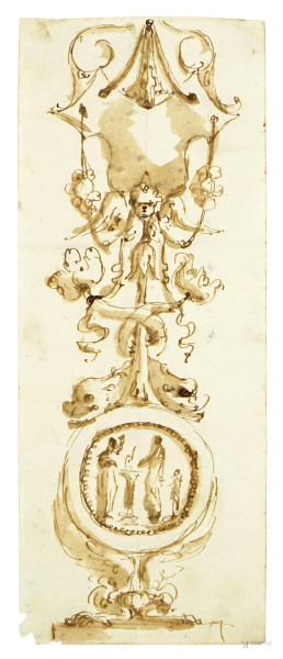 Attr.a Giuseppe Barberi (1746-1809), fregio, inchiostro su carta vergellata, cm 17,5x7, (piccoli difetti al margine)