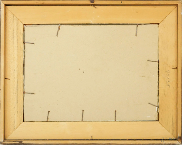 Paesaggio alberato, olio su cartone, cm 25x35, firmato, entro cornice