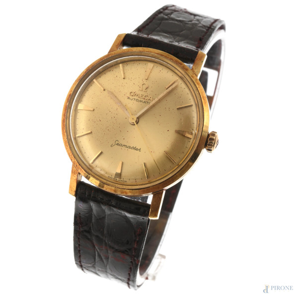 Orologio Omega Seamaster in oro 750 con cinturino in pelle, misure della cassa cm 3,5, lunghezza cinturino  [..]