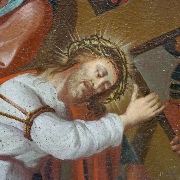 Episodio della via Crucis, XVIII secolo, olio su tela, cm 121x90