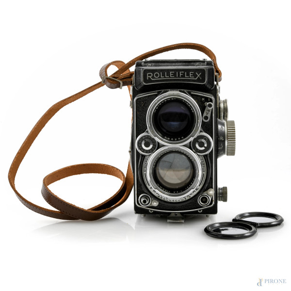 Macchina fotografica Franke & Heidecke Rolleflex, XX secolo, cm 9,5x14x10,5, (segni di usura, da revisionare)