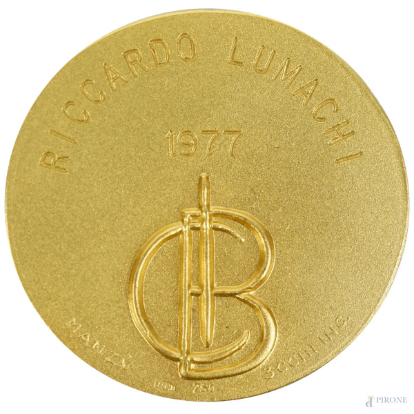 Medaglia "Formicone" in oro 18 kt, disegnata da Giacomo Manzù, incisore Giuseppe Trecchi, diametr...