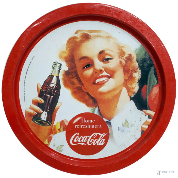 Coca Cola, vassoio vintage rotondo il latta, diametro cm 33