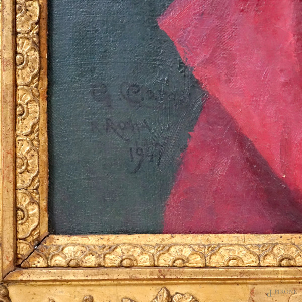 Ritratto di donna, olio su tela, cm 103x78, entro cornice