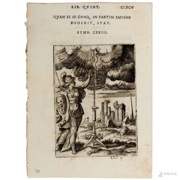 Giulio Bonasone (1498-1575), Coppia di acqueforti tratte da "Achillis Bocchii Bonon. Symbolicarum...