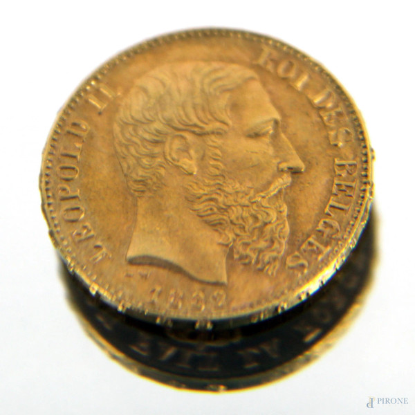 Marengo 20 Franchi in oro, Leopoldo II del Belgio.