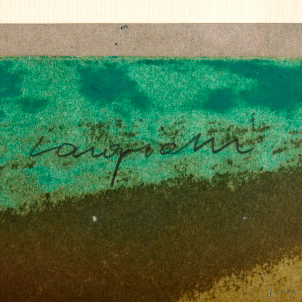 Claudio Cargiolli (Fosdinovo, 1952), Senza Titolo, tecnica mista su carta cm 20,5x20,5 entro corn...