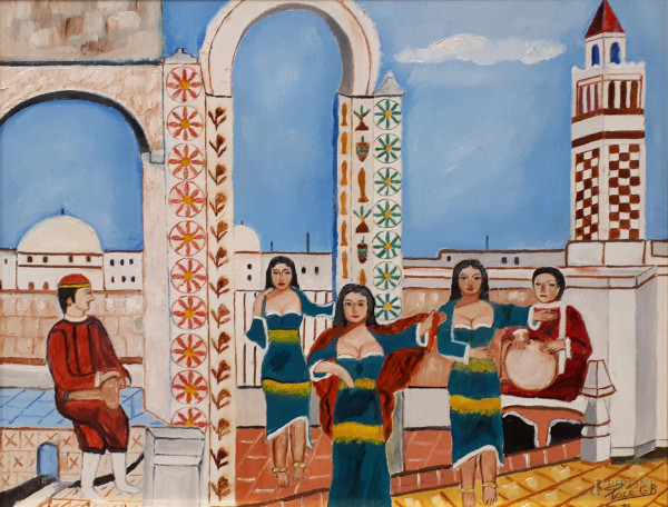 Lotto composto da 5 dipinti ad olio su tela, cm 50x40 (1), 50x35 (2), 40x30 (2)