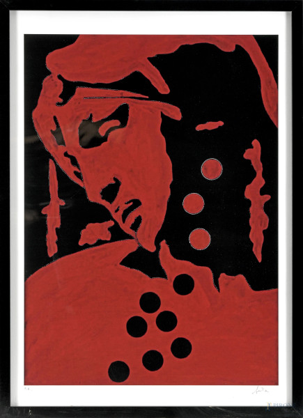 Tano Festa (Roma 1938 – Roma 1988), Michelangelo, serigrafia, cm 70x50 entro cornice, P.A., firmato in basso a destra